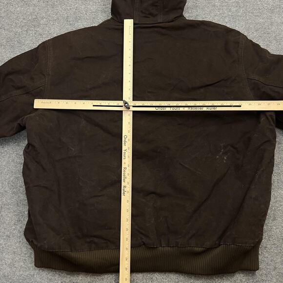 Carhartt Jacket Mens 3XL Brown Hooded Workwear Quilted Lined Full Zip J130 DKB - Picture 8 of 10